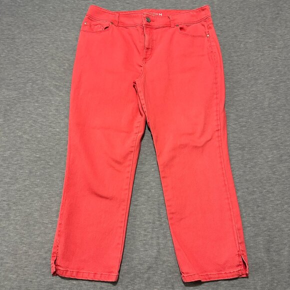 Chico's Jeans Womens Size 1.5 (32x24) Crop Platinum Coral Red Stretch pants - Picture 13 of 16